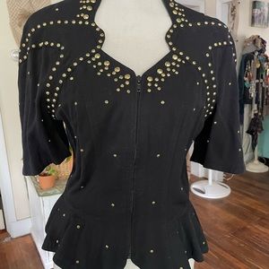 Vintage 80s embellished peplum top